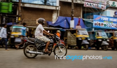 Man On A Motorcycle Stock Photo