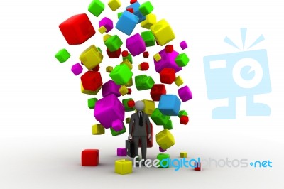 Man On Cubes Stock Image