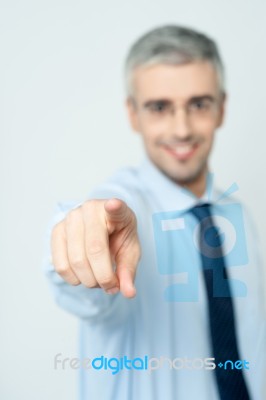 Man Pointing A Finger Towards You Stock Photo