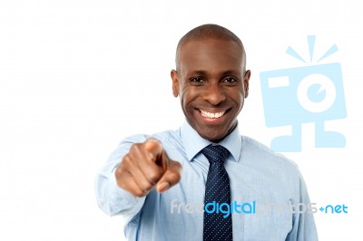 Man Pointing A Finger Towards You Stock Photo