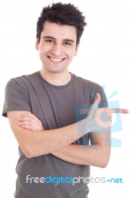 Man Pointing Right Stock Photo