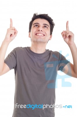 Man Pointing Up Stock Photo