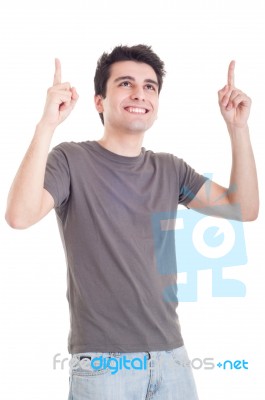 Man Pointing Up Stock Photo