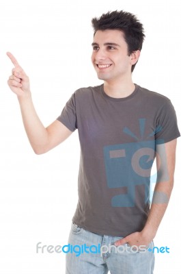 Man Pointing Up Stock Photo