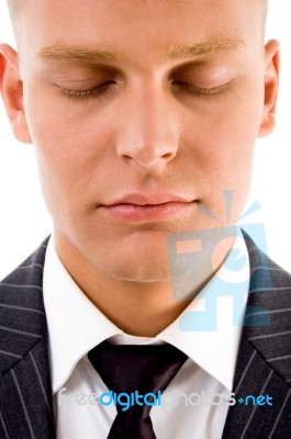 Man Posing With Closed Eyes Stock Photo