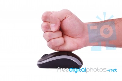 Man Punching Mouse Stock Photo