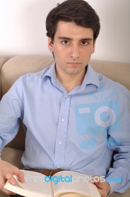 Man Reading A Book Stock Photo