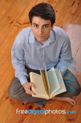 Man Reading A Book Stock Photo