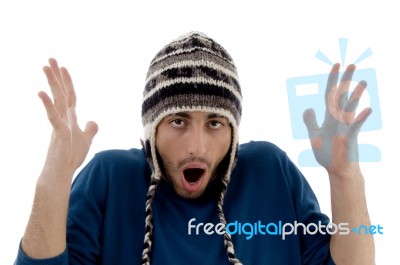 Man Showing Expressing Terror Stock Photo