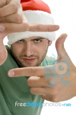 Man Showing Framing Hand Gesture Stock Photo