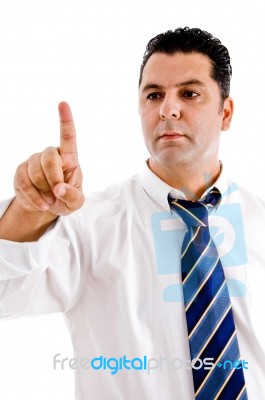 Man Showing His First Finger Stock Photo