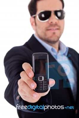 Man Showing Nokia Cell Stock Photo