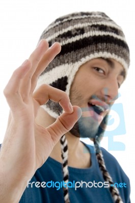 man Showing Ok Sign Stock Photo