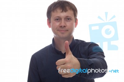 Man Showing Ok Sign Isolated On White Stock Photo