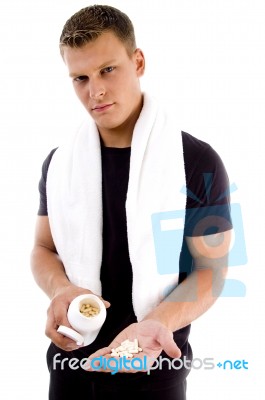 Man Showing steroid Stock Photo