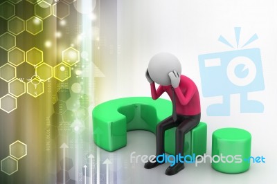 Man Sitting On A Question Mark. Business Concept Stock Image