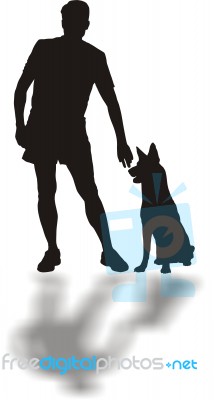 Man Standing With Dog Stock Image