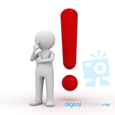 Man Standing With Red Exclamation Stock Image