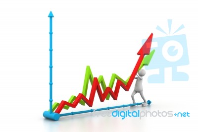 Man Support To Growing Arrow Stock Image