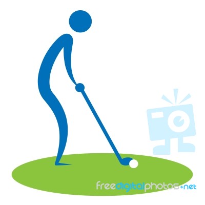 Man Teeing Off Shows Golf Courses And Golfing Stock Image