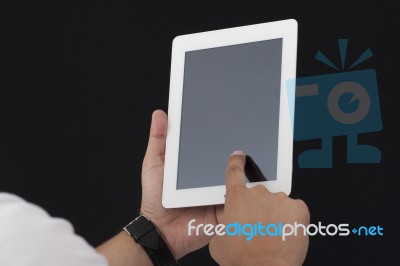 Man Using A Digital Tablet Stock Photo