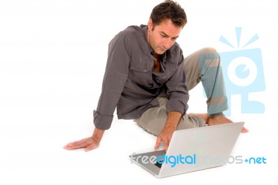 Man Using Laptop Stock Photo