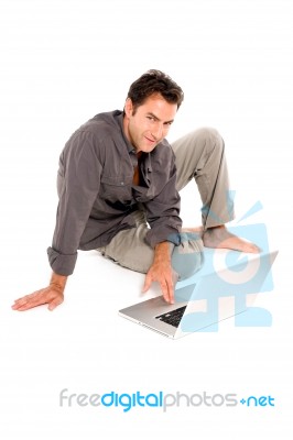 Man Using Laptop Stock Photo