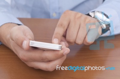 Man Using Smart Mobile Phone Stock Photo