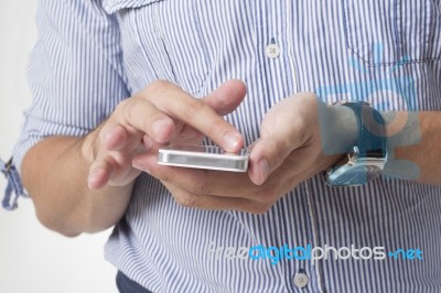 Man Using Smart Phone Stock Photo