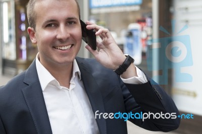 Man Using Smart Phone Stock Photo