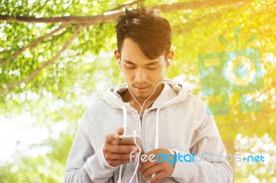 Man Using Smartphones  Stock Photo