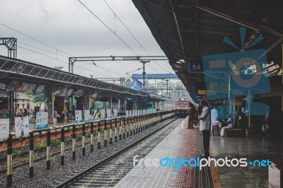 Man Waiting For His Train Stock Photo