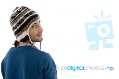 Man Wearing Woolen Cap Stock Photo