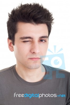 Man Winking Stock Photo