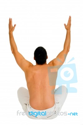 Man With Arms Up Stock Photo