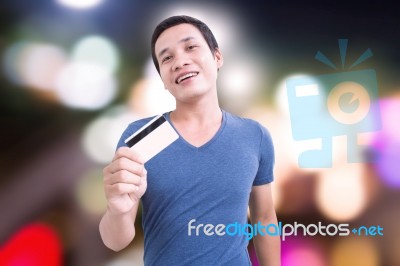 Man With Credit Card Stock Photo