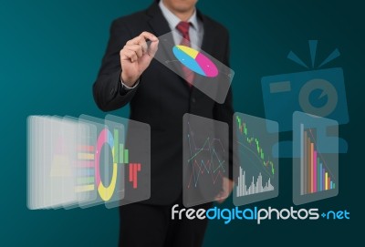 Man With Digital Display Stock Photo