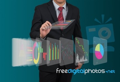 Man With Digital Display Stock Photo