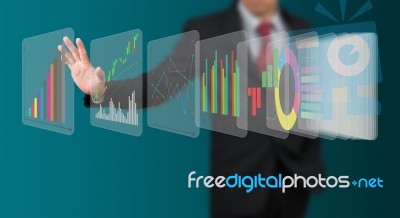 Man With Digital Display Stock Photo