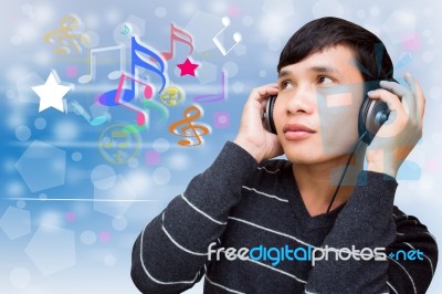 Man With Headphone Stock Photo