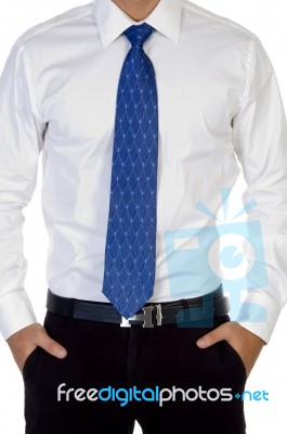 Man With His Hand In Pocket Stock Photo