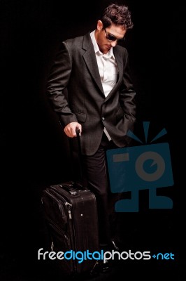 Man With His Luggage Stock Photo