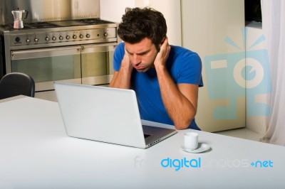 Man With Laptop Stock Photo