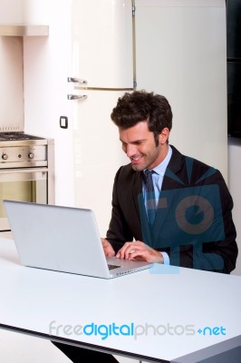 Man With Laptop Stock Photo