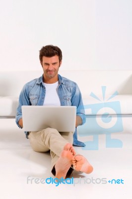 Man With Laptop Stock Photo