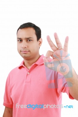 Man With Ok Hand Gesture Stock Photo