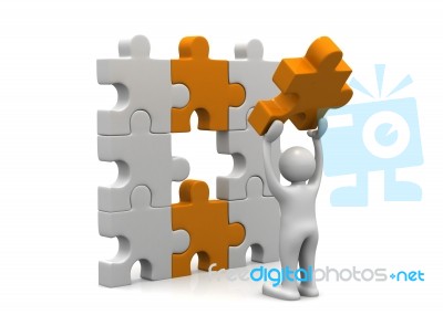 Man With Puzzle Stock Image