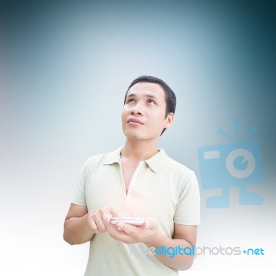 Man With Smart Phone Stock Photo