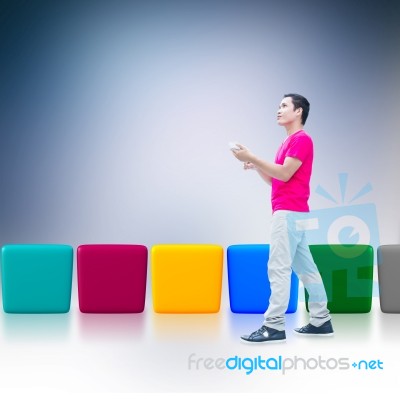 Man With Smart Phone Stock Photo