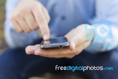 Man With Smartphone Stock Photo